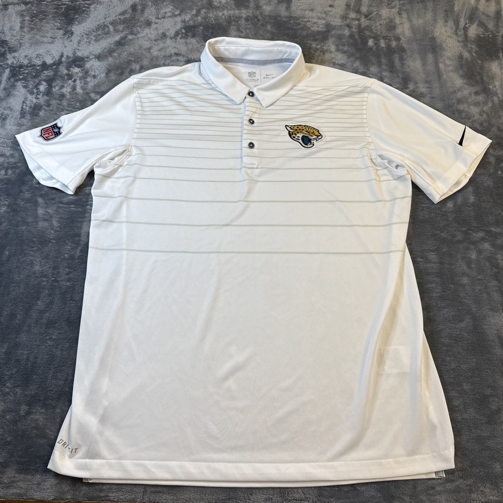 Jacksonville Jaguars Nike On Field Dri-Fit White Polo Shirt Mens L 836640-100